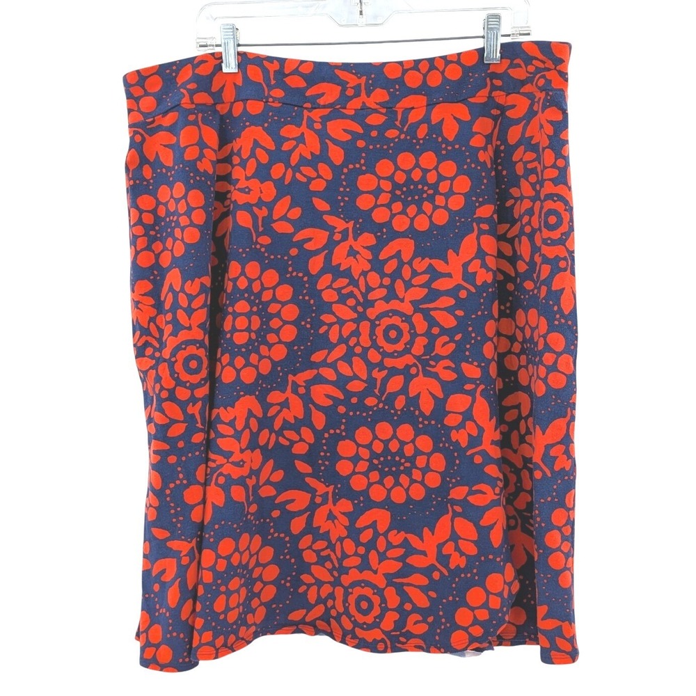Talbots Navy Red Floral Faux Wrap Skirt Boho Classic‎ Plus Knee Length size 2x